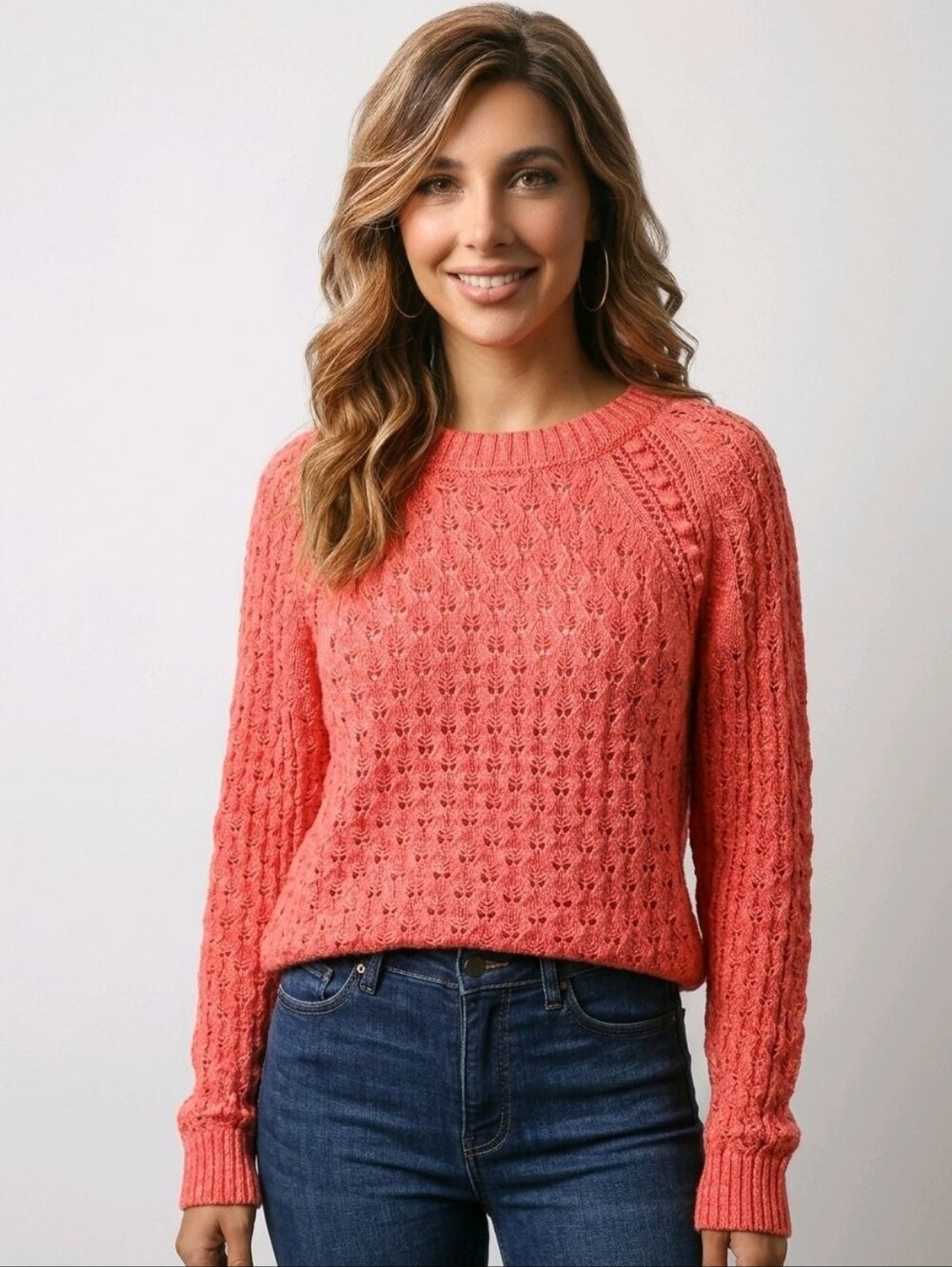 LOFT Coral Crew Neck Sweater